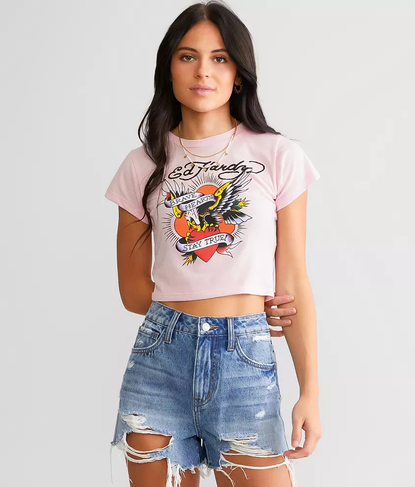 Ed Hardy Brave Eagle Baby Cropped T-Shirt | Buckle