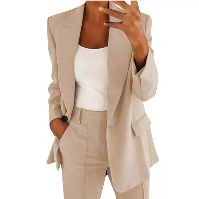 SMihono Clearance Midi Blazer Cardigan Top Jacket Coat With Pocket Women Business Attire Long Sle... | Walmart (US)