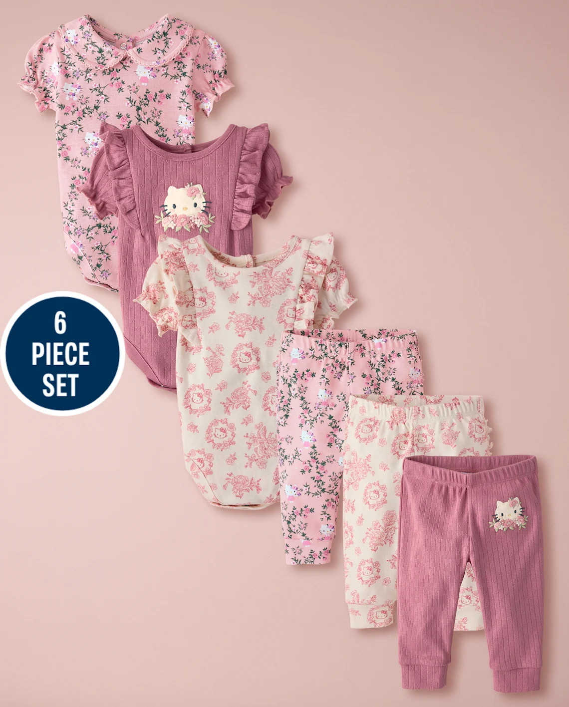 Baby Girls Short Sleeve Hello Kitty\u00ae Floral Toile 6- Piece Outfit Set - MULTI | Gymboree | Gymboree