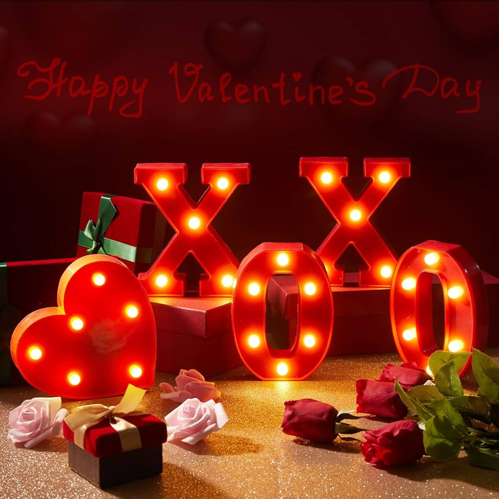 VIHOSE Valentine's Day LED Letter Lights Sign Table Decoration Light up Letters Battery Powered f... | Amazon (US)