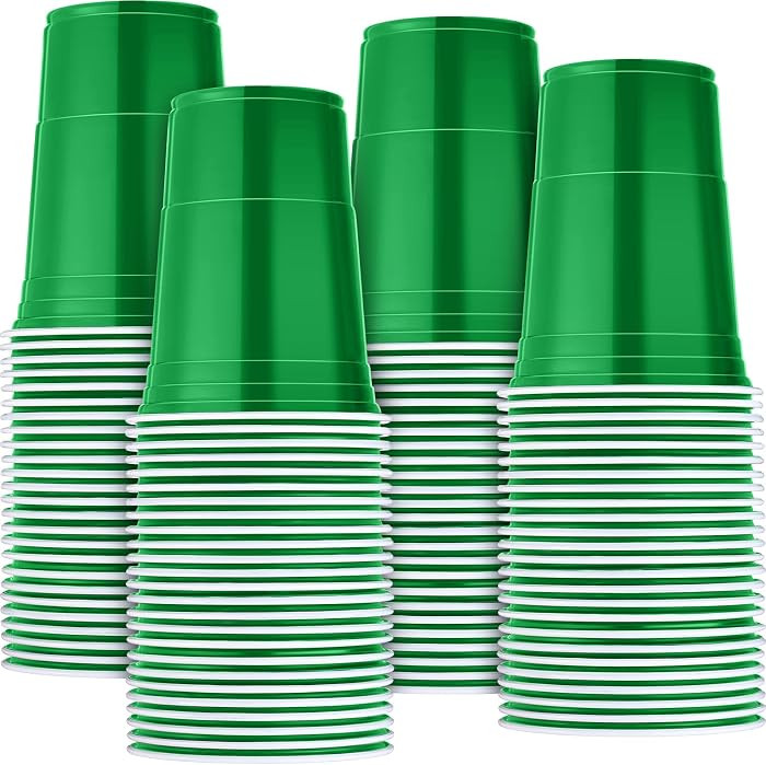 Mimorou Green 200 Pack Plastic Cups 16 oz Disposable Cups for Party Graduation Mardi Gras Wedding... | Amazon (US)