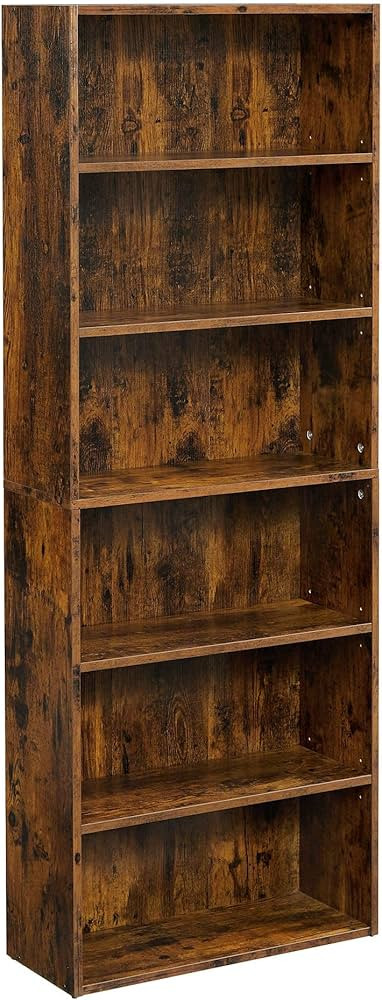 VASAGLE Bookshelf, 6-Tier Open Bookcase with Adjustable Storage Shelves, Floor Standing Unit, Rus... | Amazon (US)