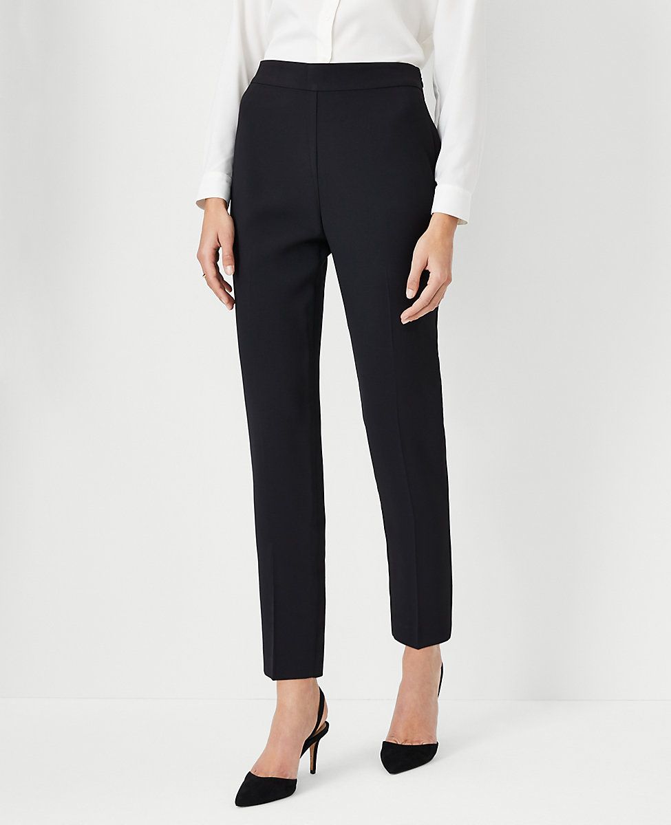 The Side Zip Ankle Pant in Fluid Crepe | Ann Taylor (US)