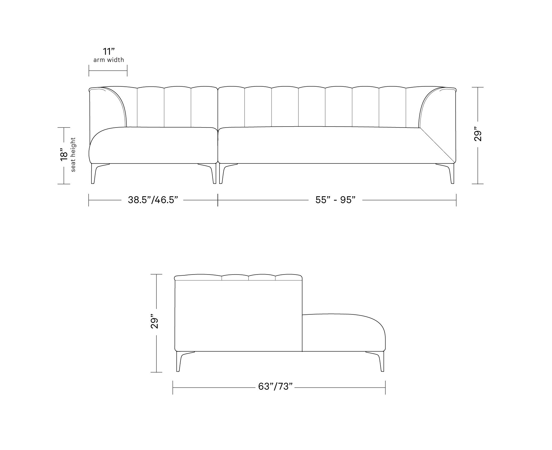Lowen Sectional Sofa with  Chaise | Interior Define
