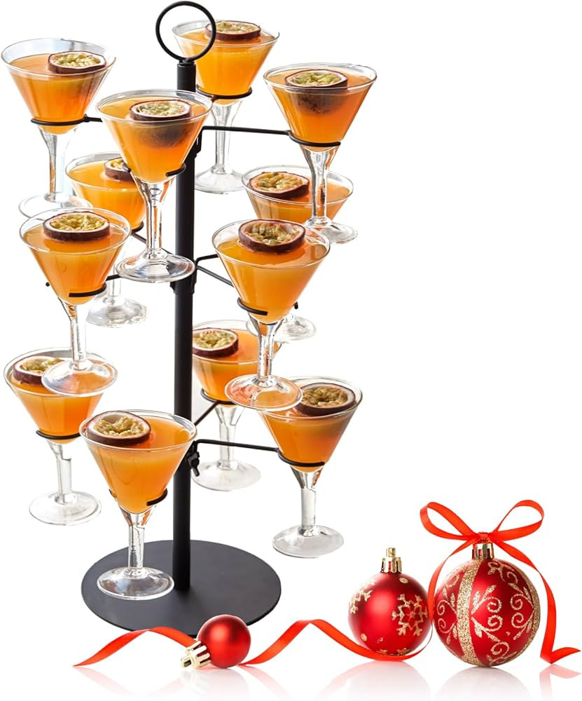 Cocktail Tree Stand, Metal Drink Tower, 3 Tier - 12 Holders For Champagne, Martini, Margarita Cup... | Amazon (US)