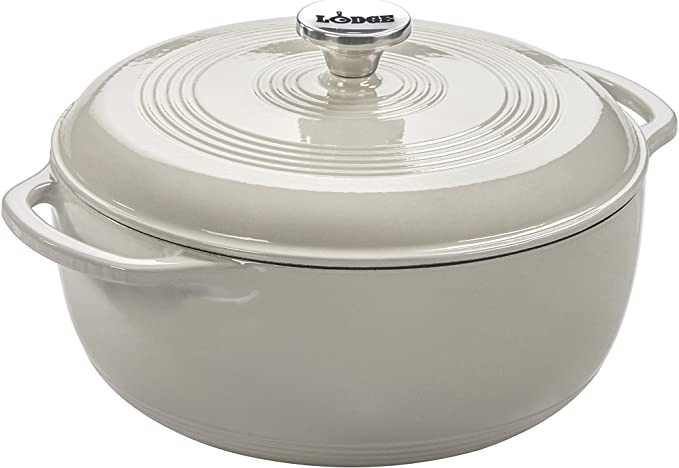 Lodge EC6D13 Enameled Cast Iron Dutch Oven, 6-Quart, Oyster White | Amazon (US)