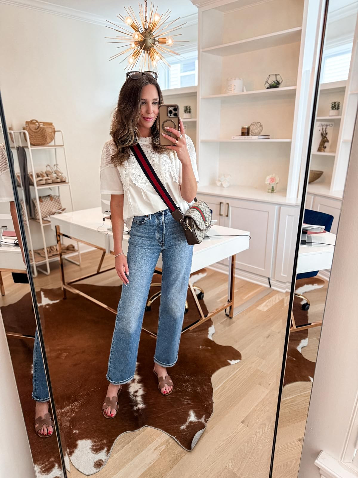 Love this take on an elevated white tee! And these are my new favorite jeans. They suck you in and have a great inseam! // wearing a small in the top, jeans and sandals fit true to size #casualchic #amazonfinds #lookforless #outfitinspo #founditonamazon 

 #LTKgrwm #LTKootd #LTKSeasonal