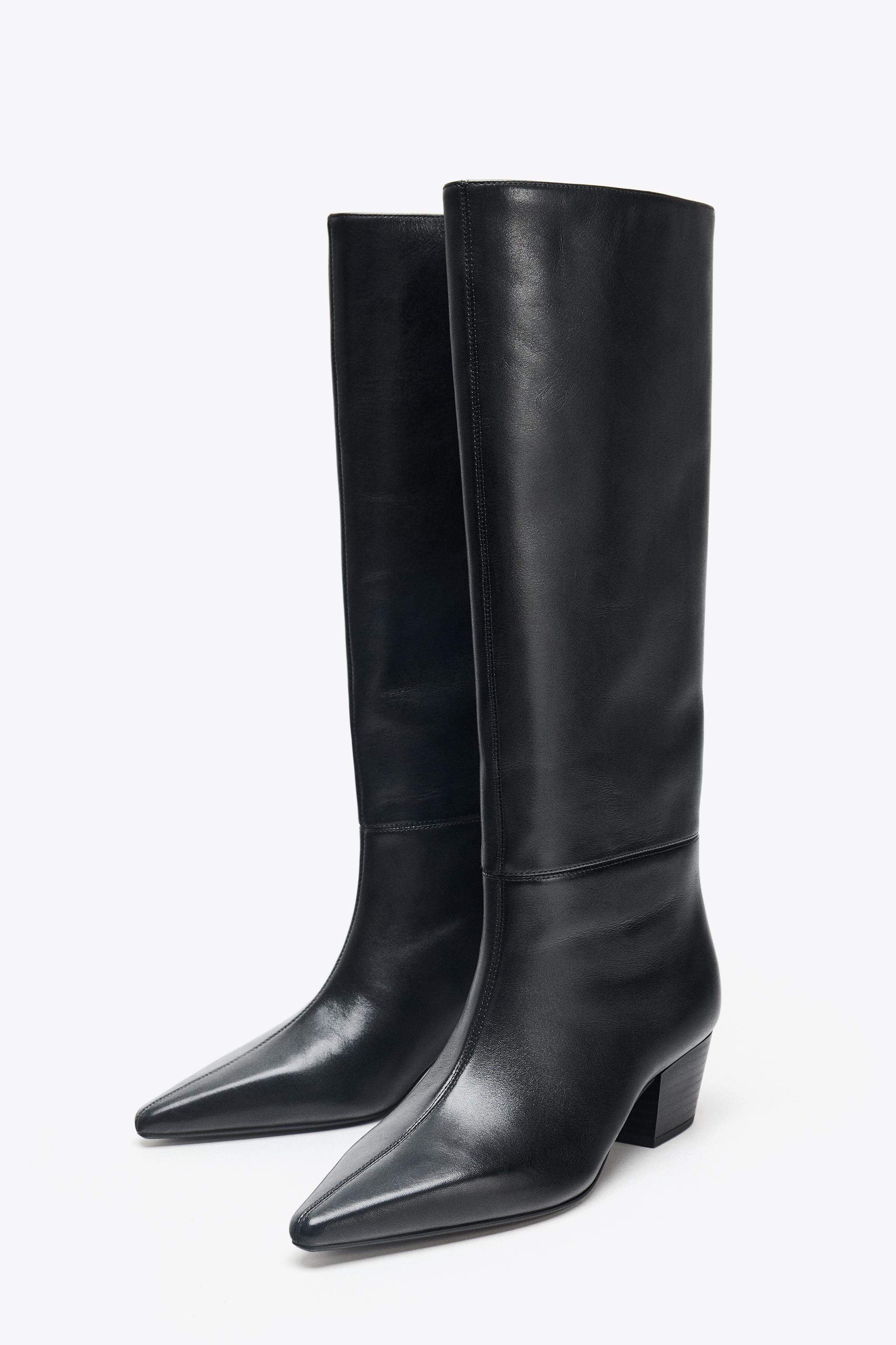 HEELED LEATHER BOOTS | Zara US