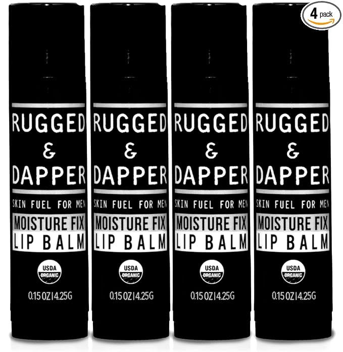 RUGGED & DAPPER Organic Lip Balm Set for Men | Natural Eucalyptus + Mint Flavor | 4 Pack Set | Amazon (US)