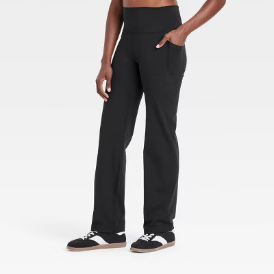 Women's Dynamic Flex High-Rise Pocketed Straight Leg Pants - All In Motion™ Black S | Target