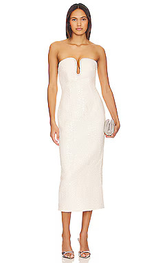 self-portrait Sequin Boucle Midi Dress in Cream from Revolve.com | Revolve Clothing (Global)