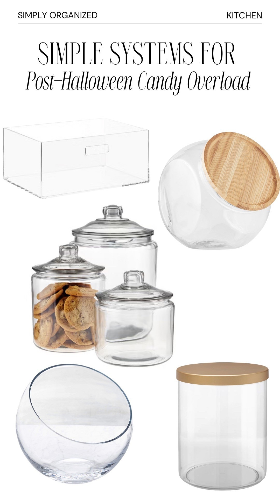 Simple systems for post Halloween candy overload. Glass canisters keep candy organized, easy to see, and beautifully displayed, turning the chaos of leftover treats into a tidy and functional setup everyone will love.

#LTKHalloween #LTKHome #LTKHoliday