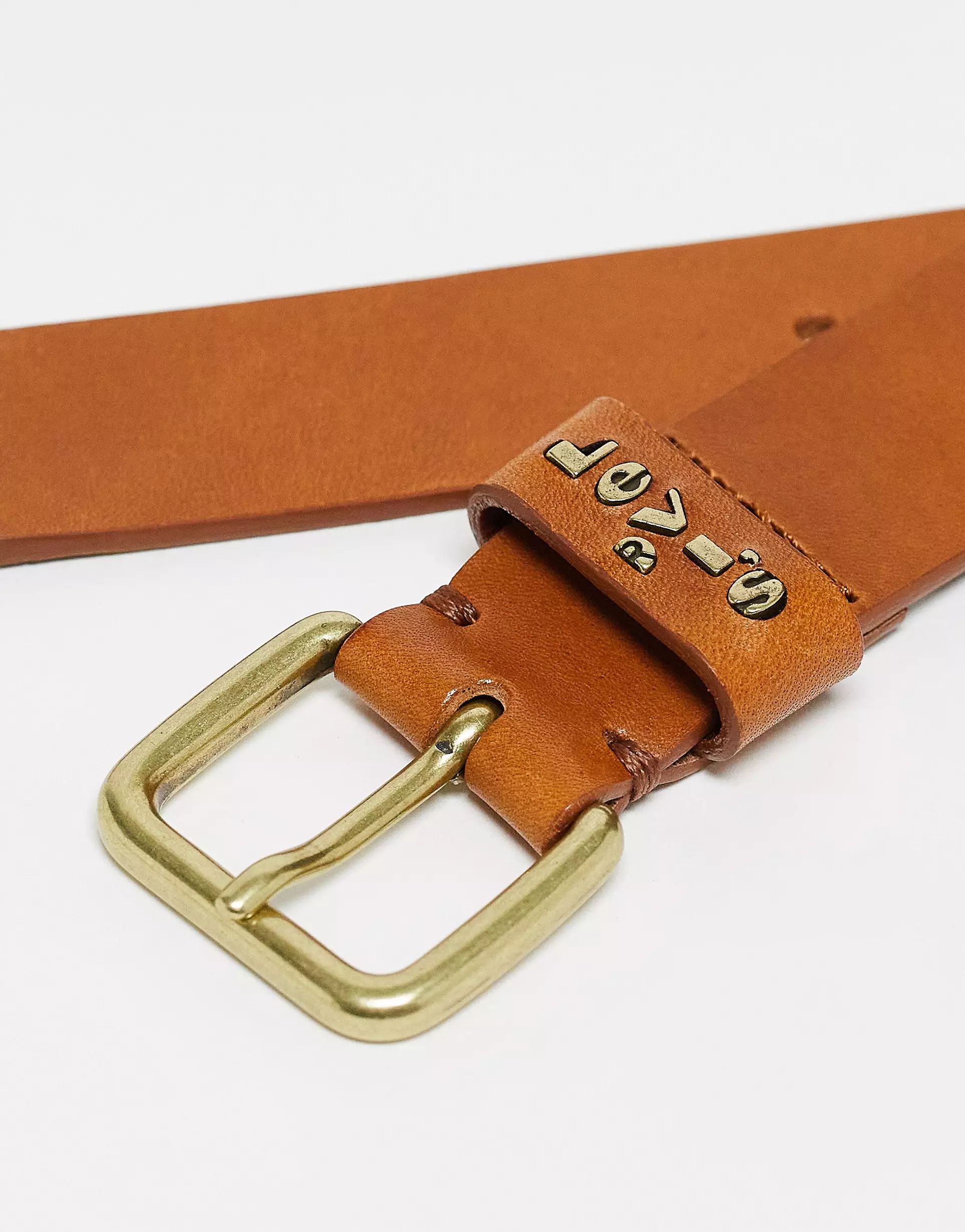 Levi's leather logo belt in tan  | ASOS | ASOS (Global)