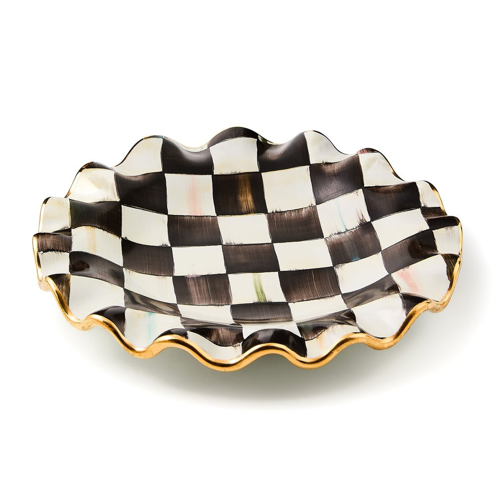 Courtly Check Ceramic Fluted Dinner Plate | MacKenzie-Childs
