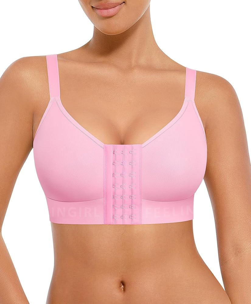 FeelinGirl Post Surgery Bras for Women Front Closure Mastectomy Bras Surgical Wireless Full Cover... | Amazon (US)