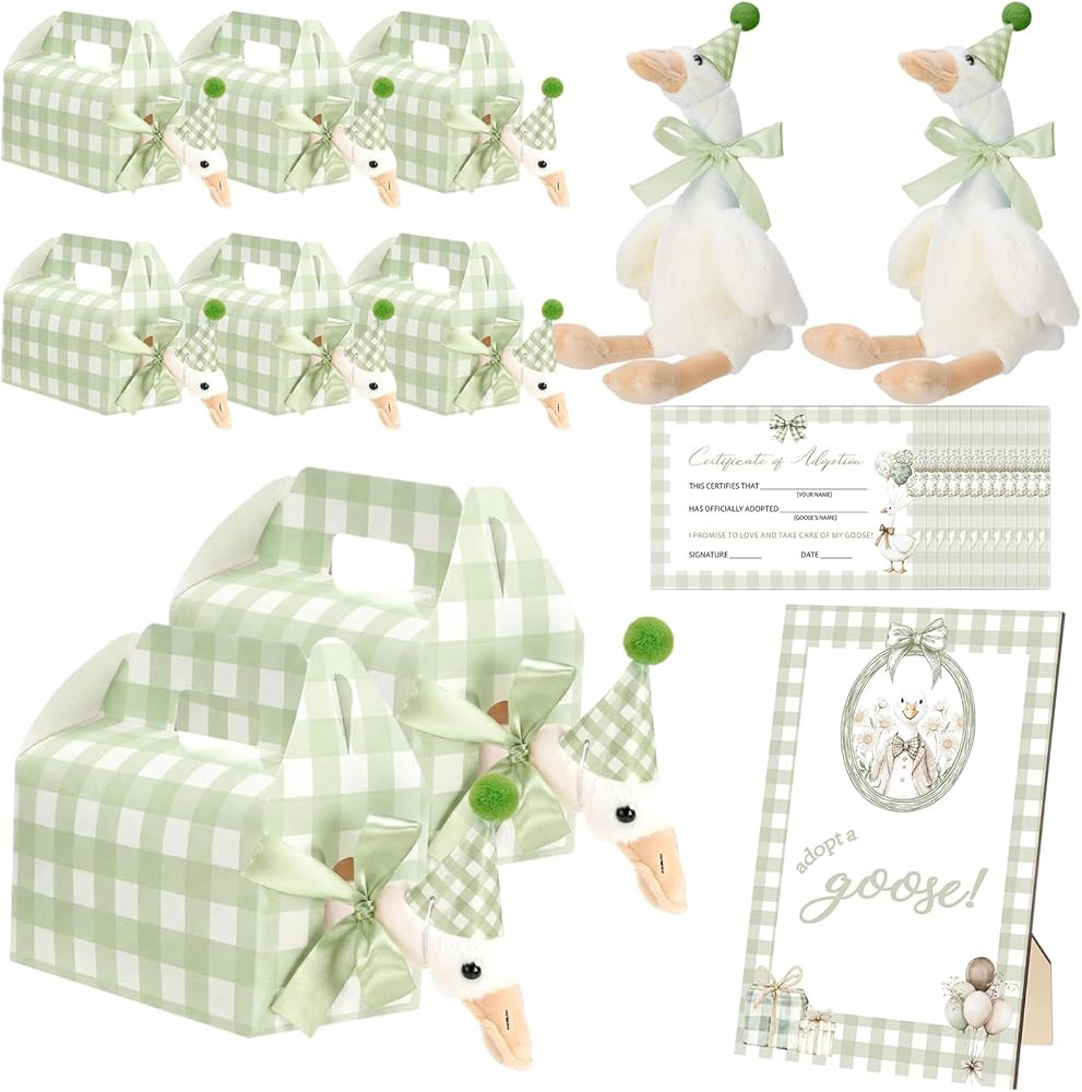 10 Sets Silly Goose Birthday Decoration Adopt a Goose Stuffed Plush Animal Hat Adoption Certifica... | Amazon (US)