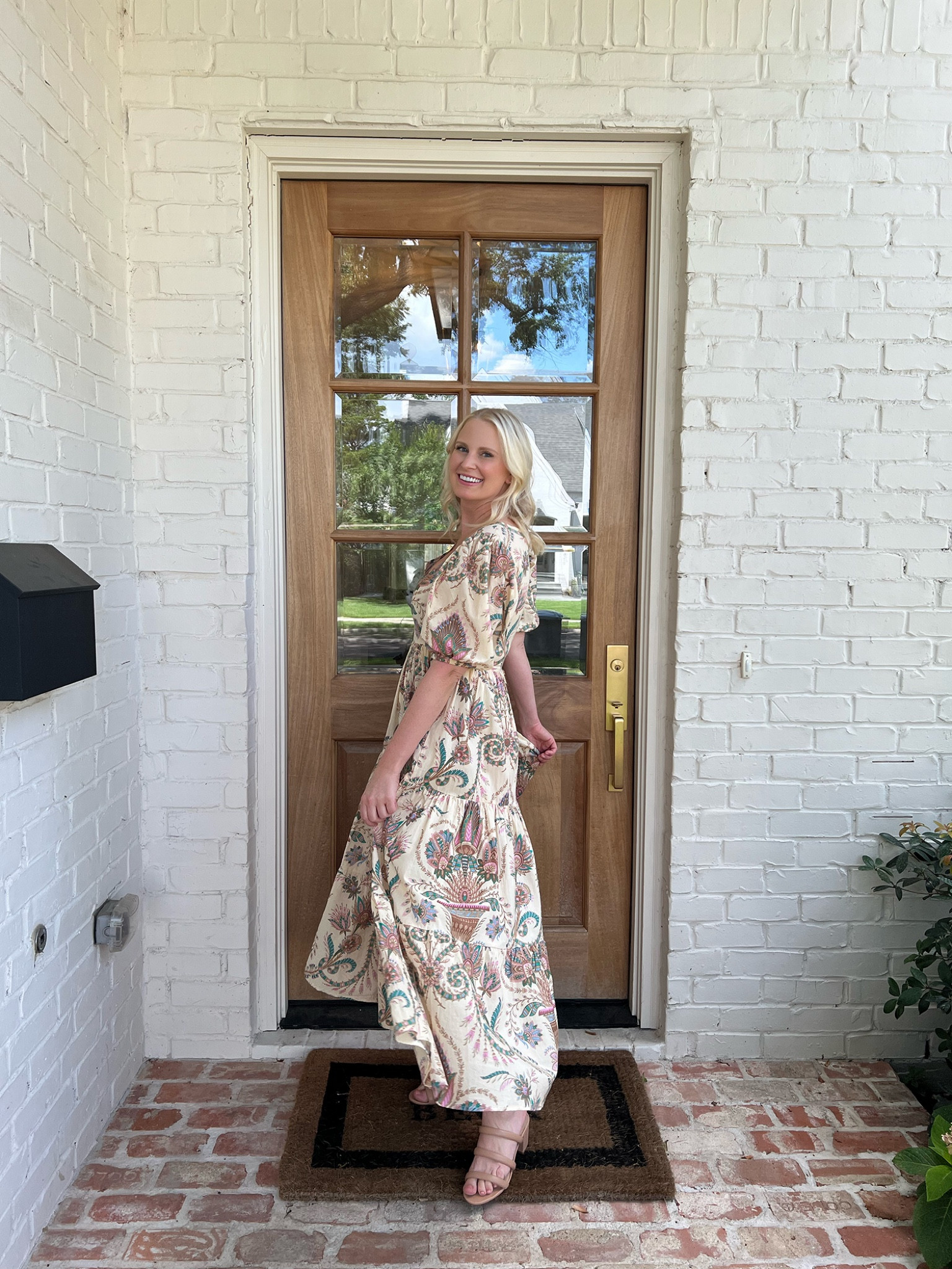 The print on this dress is SO gorgeous and with brown, teal and rust, it’s one you can wear now and into early fall! Shop this look by following me in the LTK app 💗

#LTKshoecrush #LTKstyletip