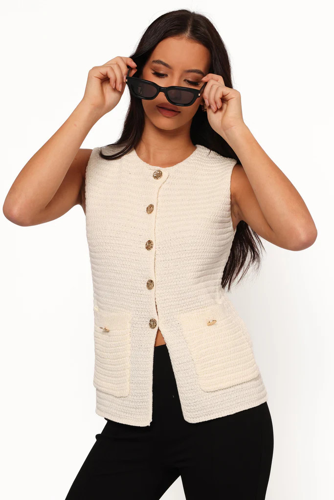 Blair Knit Vest - White | Petal & Pup (US)