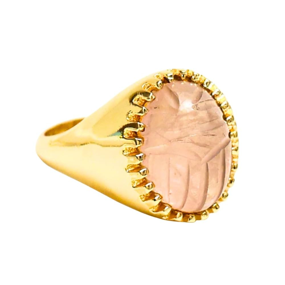 Gempires Rose Quartz Scarab Beetle Gemstone Rings For Women Available in US Size 9, Non-Tarnish H... | Amazon (US)