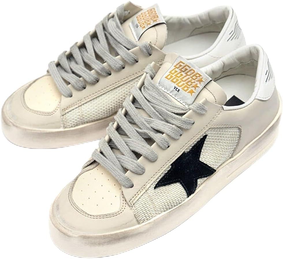 Golden Goose Women's Fashion Sneakers - Italian Leather Womens Trendy Shoes - Sand Sneakers | Amazon (US)