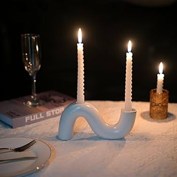 Ceramic Candle Holder, Modern Taper Candlestick Holder for Dining Table, Living Room Coffee Table... | Amazon (US)
