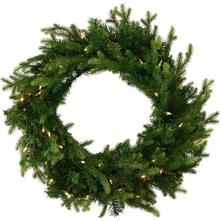 Fraser Hill Farm 24"" Royal Pine Artificial Holiday Wreath with Battery-Operated Warm LED String Lig | Walmart (US)