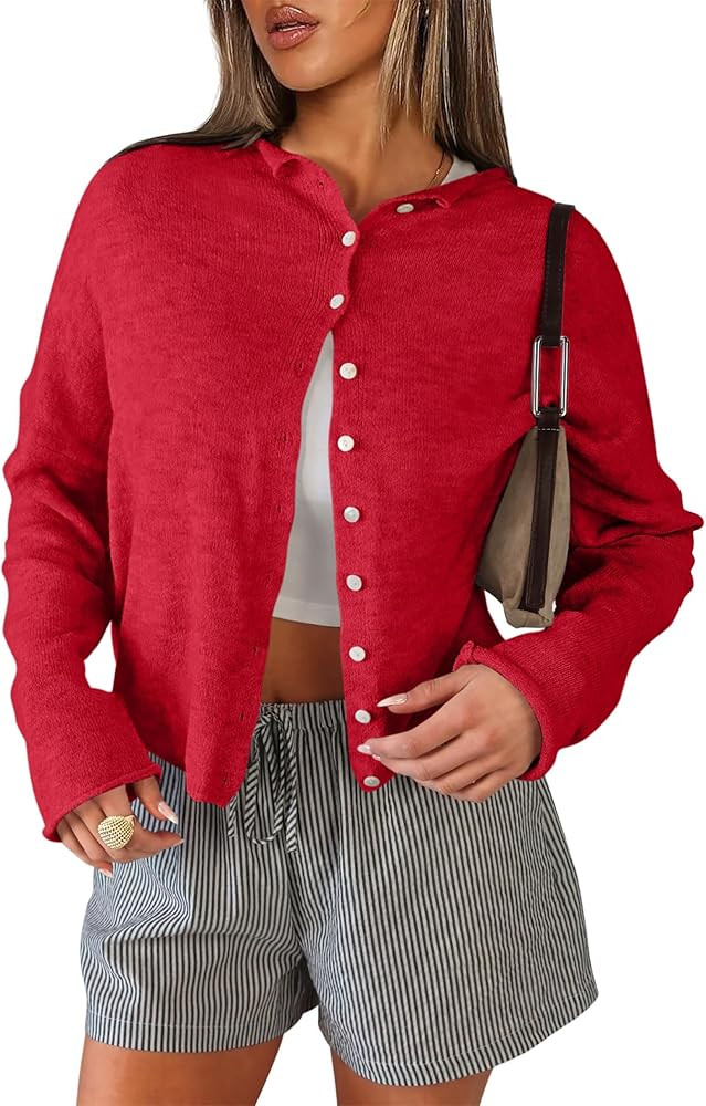 ANRABESS Cardigan Sweaters for Women Oversized Loose Casual Button Down Long Sleeve Y2k Cardigans... | Amazon (US)
