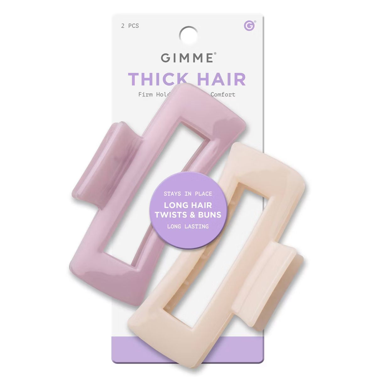 Gimme Beauty Thick Rectangle Claw Clip - Purple/Cream - 2pc | Target