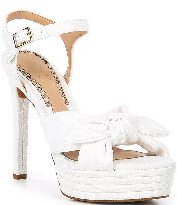 Gianni Bini x Shea Leigh Mills Darling Knotted Bow Detail Linen Platform Dress Sandals | Dillard'... | Dillard's