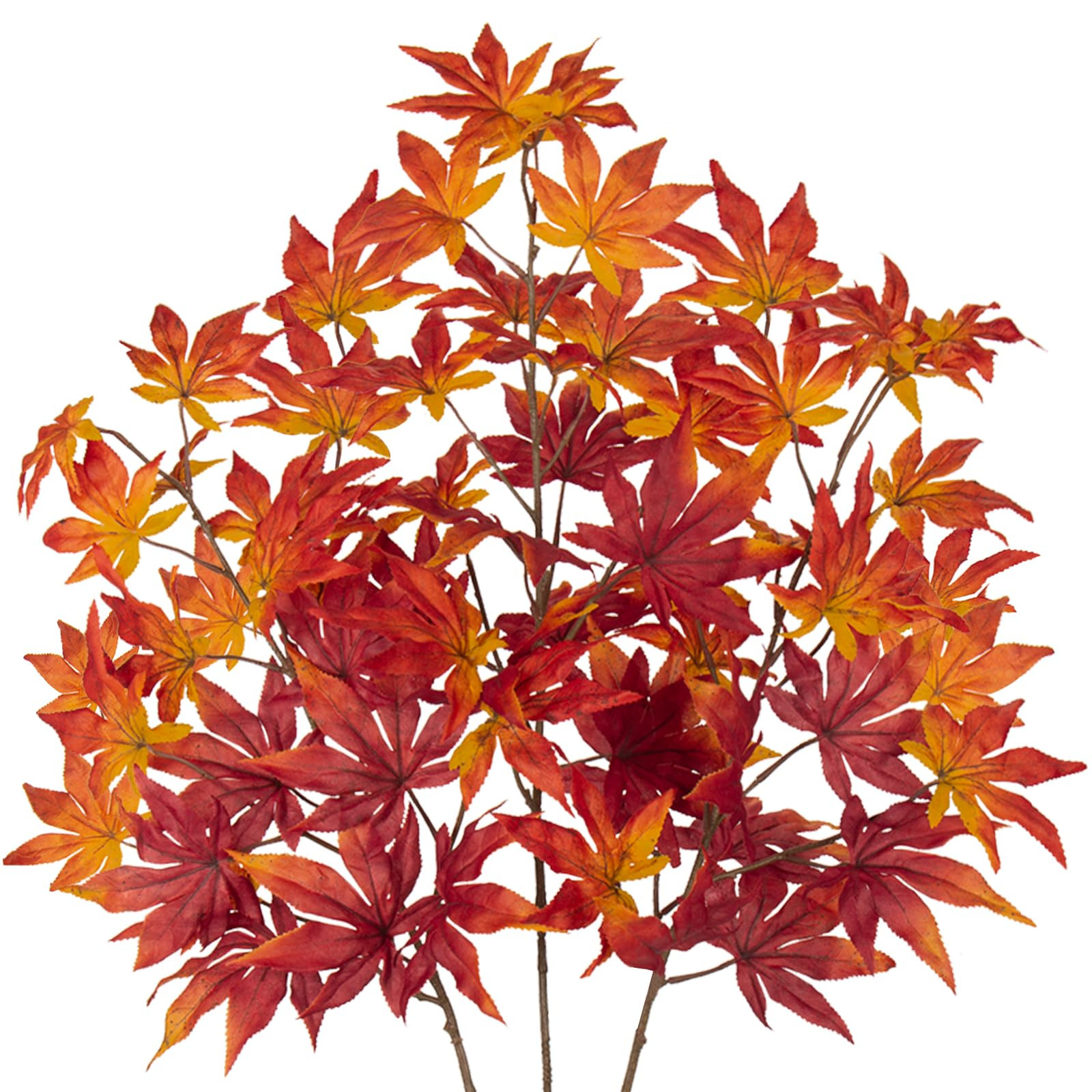 DILATATA 30 inch Artificial Maple Leaves Branch Fake Maple Shrubs Faux Fall Branches for Home Floral Arrangement Autumn Festival Thanksgiving Fall Leaf Decor-3 Pack | Amazon (US)