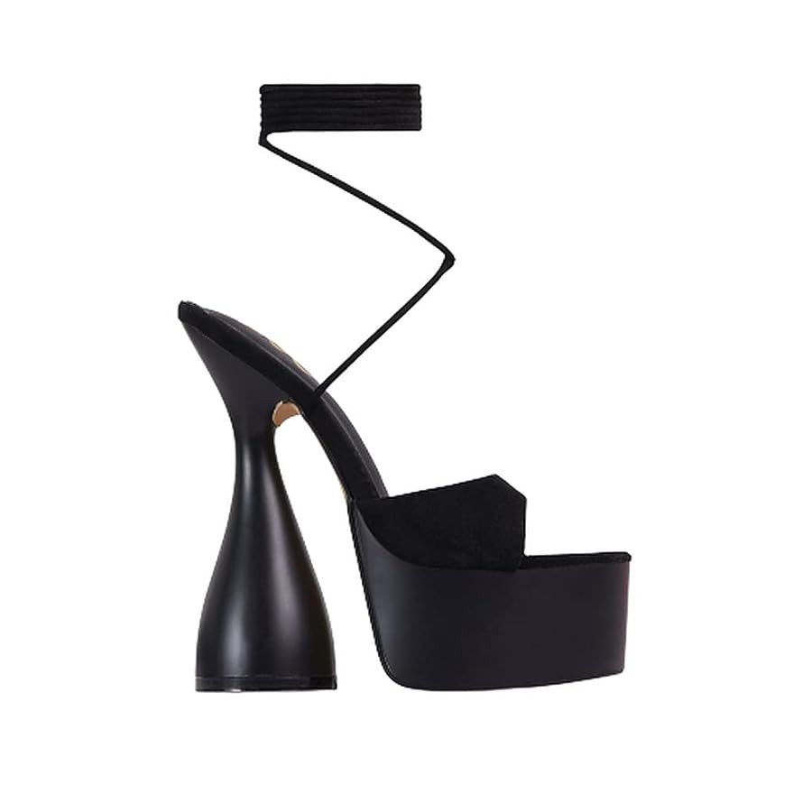 LEMONADE Women's Lace up Platform Chunky High Heel Open Toe Sandals | Amazon (US)