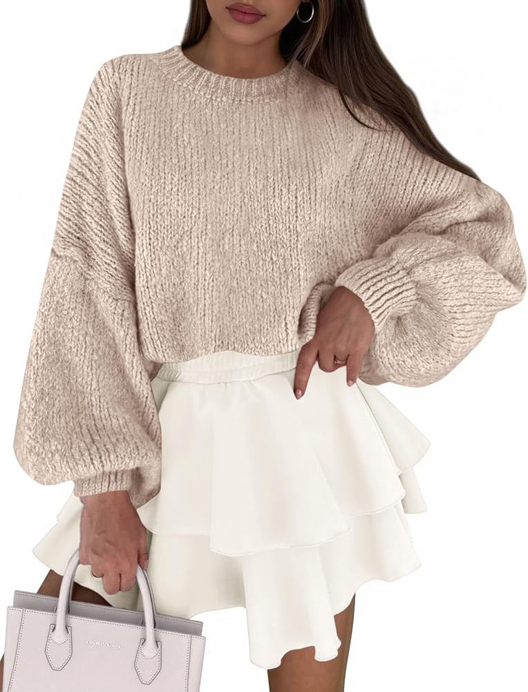PRETTYGARDEN Sweaters for Women 2025 Fall Chunky Knit Long Sleeve Crew Neck Oversized Pullover To... | Amazon (US)