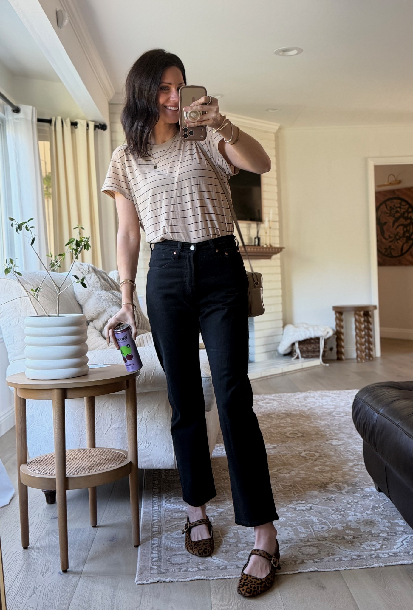 Classy chic outfit for running errands. This type of jean pairs wonderfully with ballet flats or Mary Jane’s. I love mixing stripes and leopard. Tts  

#LTKootd #LTKOver40 #LTKmomlife