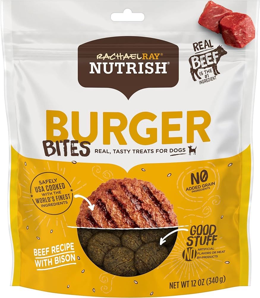 Rachael Ray Nutrish Burger Bites Real Meat Dog Treats, Beef Burger with Bison Recipe, 12 Ounces, ... | Amazon (US)