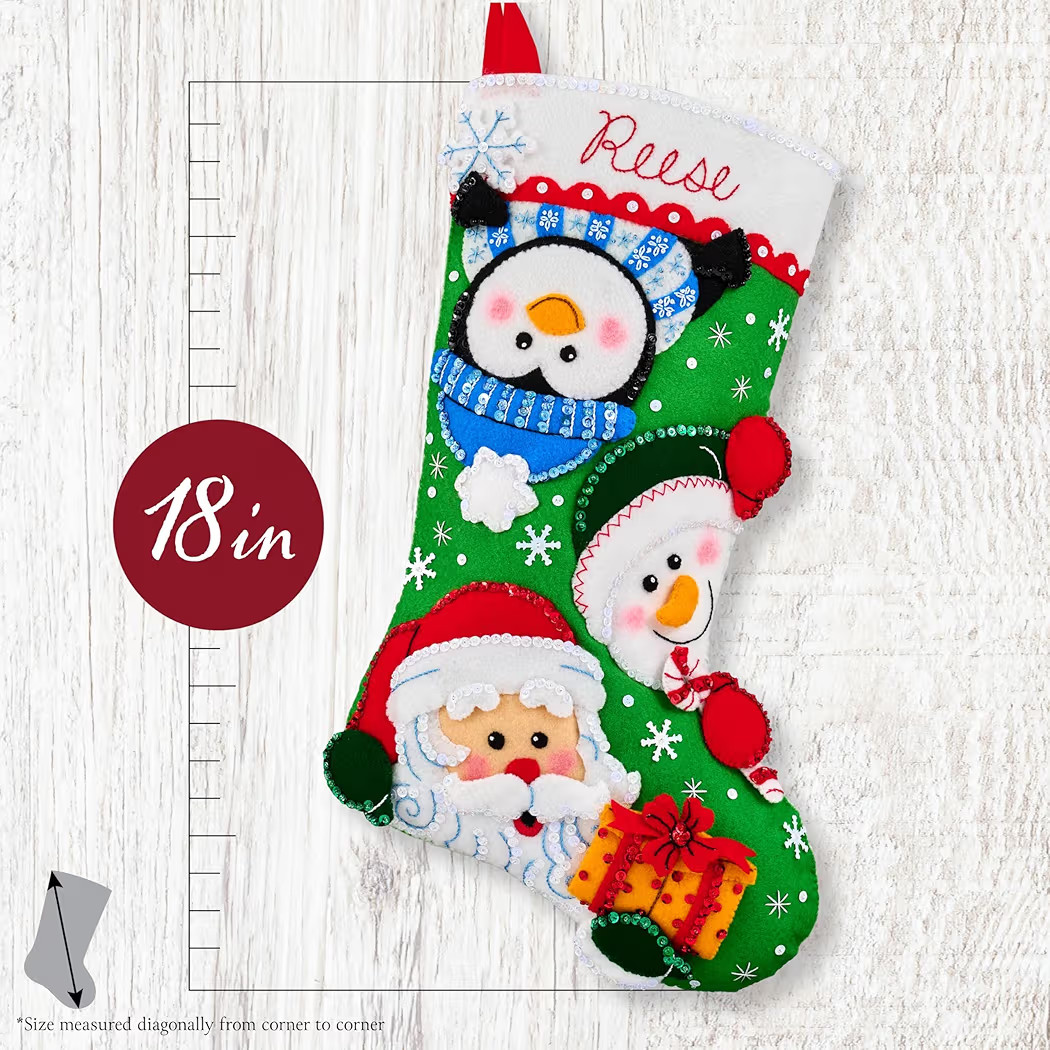 Bucilla Felt Applique 18" Stocking Making Kit, Curious Christmas Crew, Perfect for DIY Arts and C... | Amazon (US)