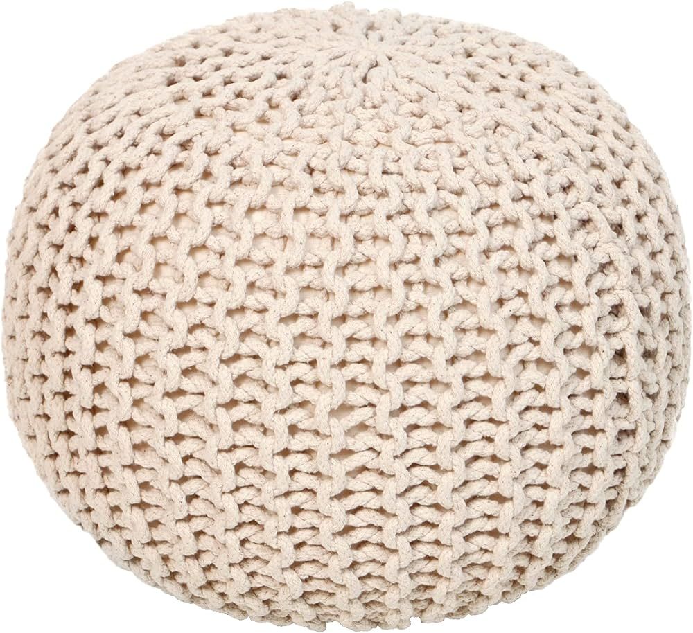 REDEARTH Round Pouf Ottoman-Cable Knitted Boho Poof, Home Décor Cord Pouffe Accent Chair Handmad... | Amazon (US)