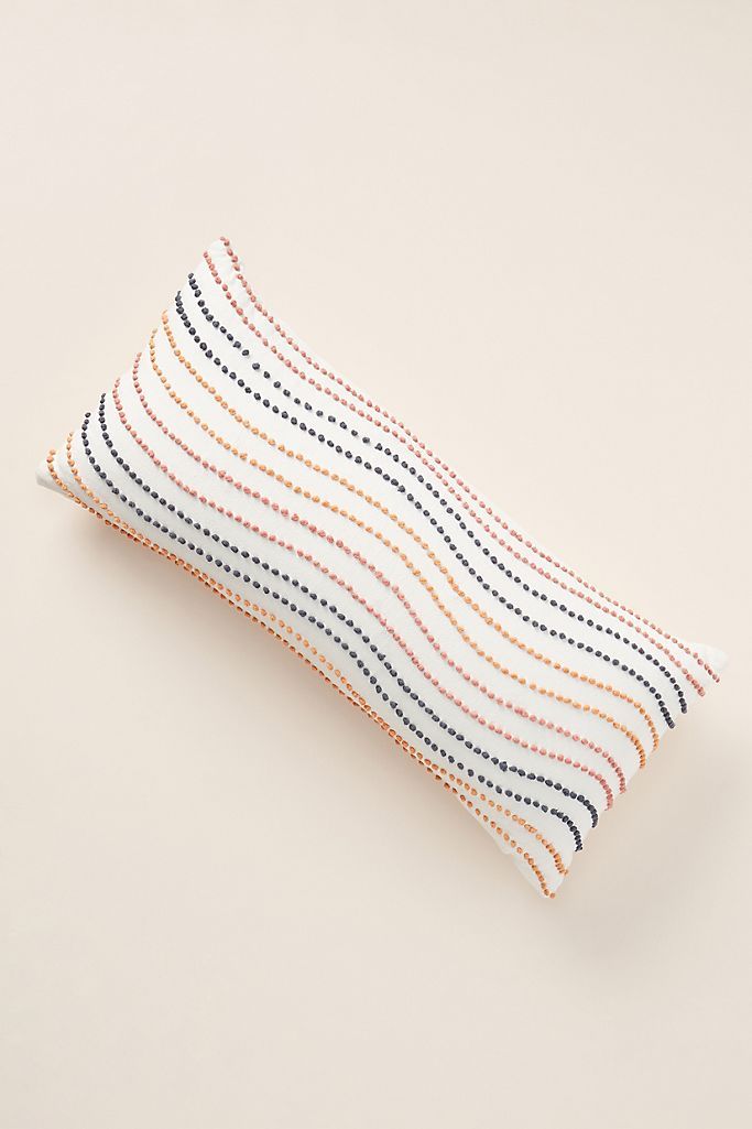 Rainbow-Striped Embroidered Pillow | Anthropologie (US)