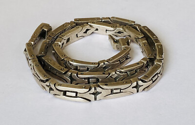 Vintage Sterling silver Heavy Taxco Mexico Geometric Link Chain Choker Necklace | eBay US