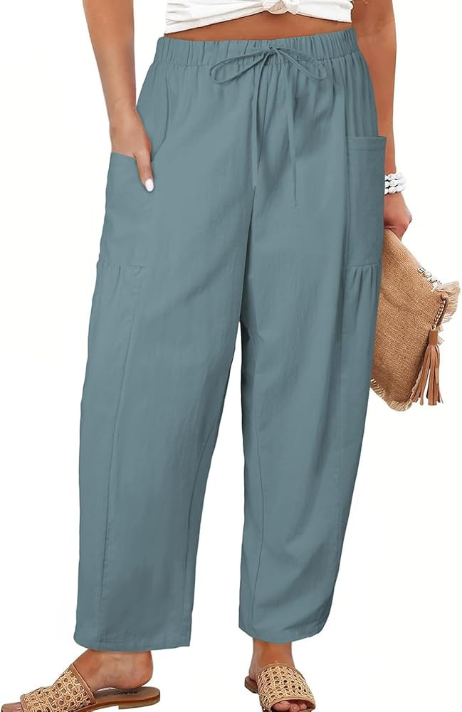 Eytino Womens Plus Size Wide Leg Pants Elastic Waist Drawstring Casual Palazzo Pants Lounge Trous... | Amazon (US)
