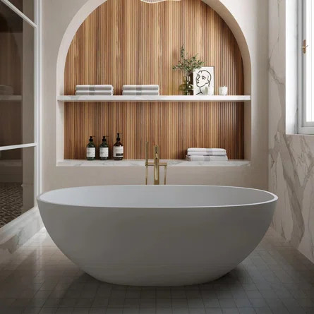 MEDUNJESS 65 x 29.5 Freestanding Soaking Shower Solid Surface Bathtub | Wayfair | Wayfair North America