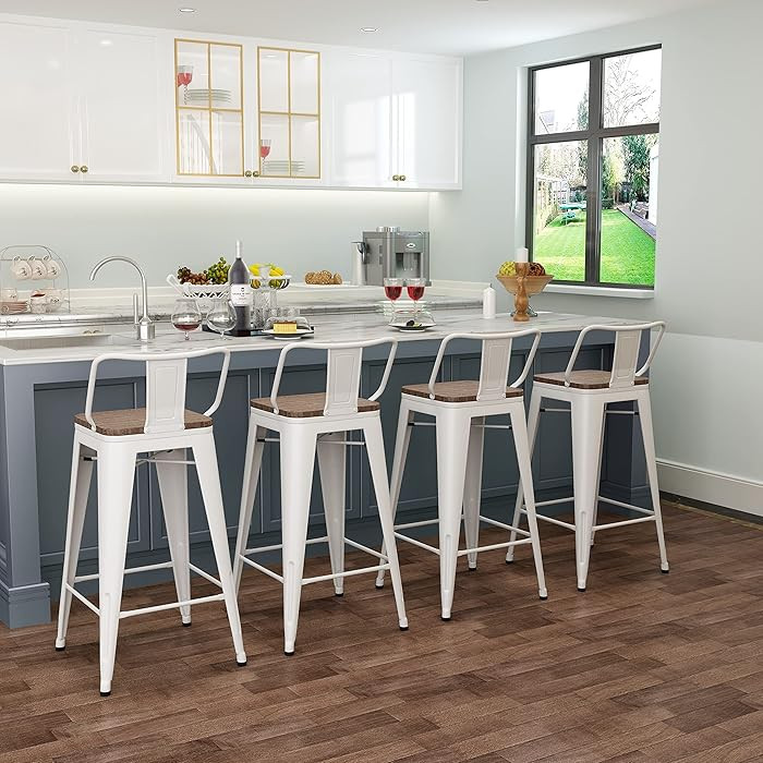 Tongli Metal Bar Stools Set of 4 Barstools Counter Height Bar Stools with Back Industrial Bar Sto... | Amazon (US)