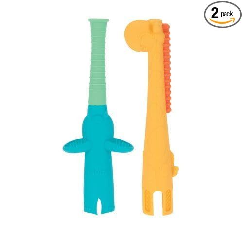 Nuby Tube Teether - (2-Pack) Baby Teething Toy - 3+ Months - Elephant and Giraffe | Amazon (US)