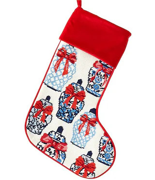 Southern Living Holiday Decor Collection Chinoiserie Ginger Jar Needlepoint Stocking | Dillard's | Dillard's