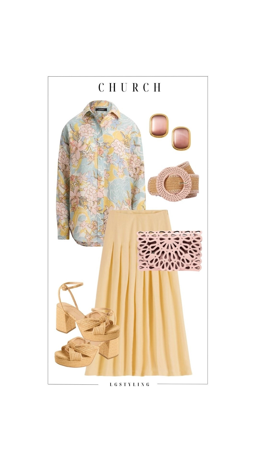 CHURCH 🌼
Soft, feminine, and beautifully refined. A pastel floral blouse tucked into a flowing midi skirt creates elegant movement, complemented by woven accessories and blush-toned accents for a cohesive finish. The textured belt defines the waist while platform sandals add height without sacrificing comfort—perfect for church, garden parties, or spring occasions.

#LTKStyle #LTKSpring #ChurchOutfit #FeminineStyle #SpringDressing #MidiSkirt #SoftStyle #ElegantOutfit #OccasionWear

 

#LTKgrwm #LTKSeasonal #LTKootd