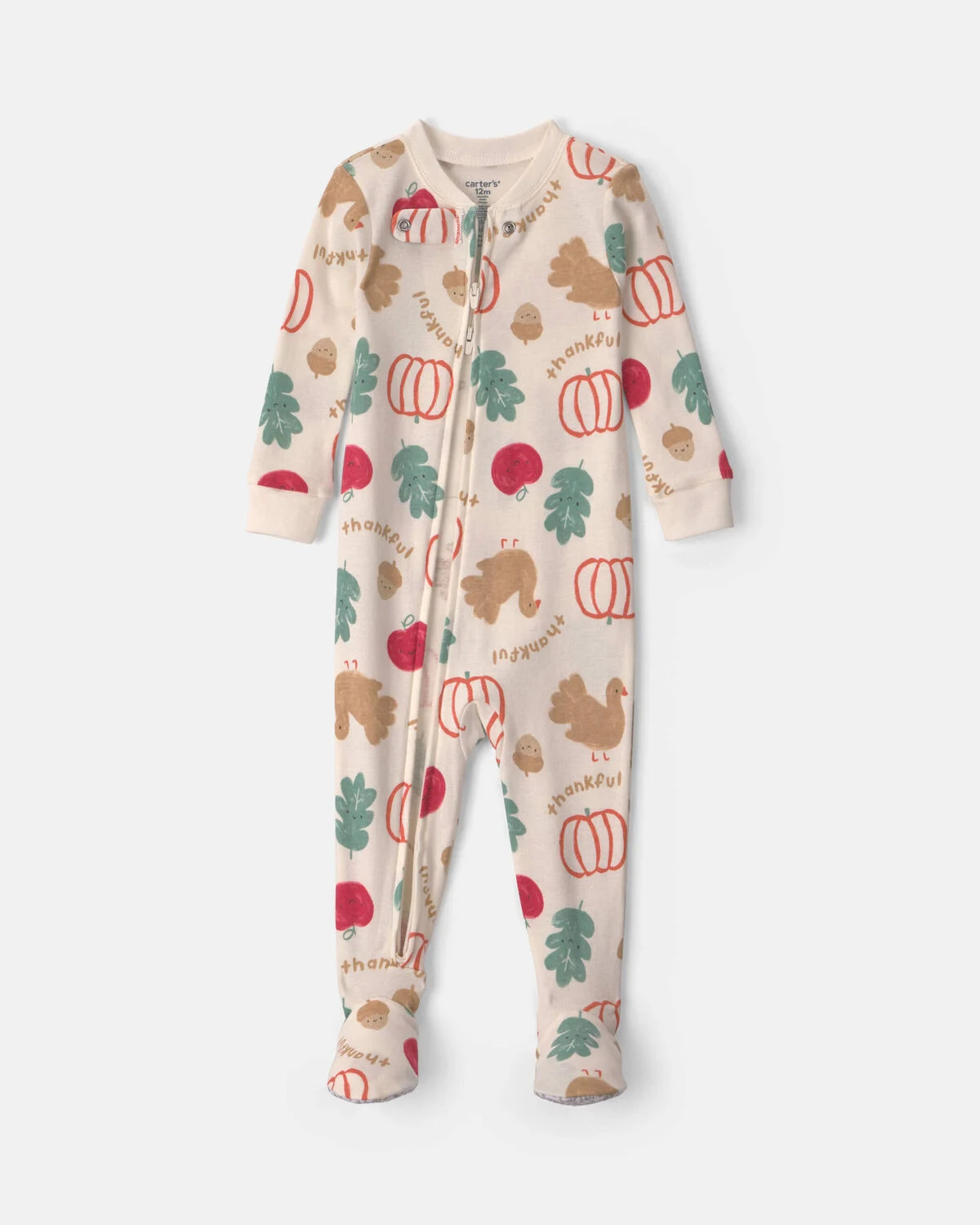 Baby 1-Piece Thanksgiving 2-Way Zip 100% Cotton Snug Fit Footed Pajama - Cream | Carter's Inc
