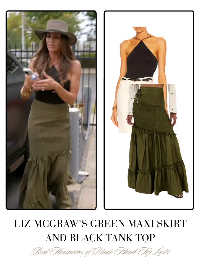 Liz McGraw's Green Maxi Skirt and Black Tank Top 

 