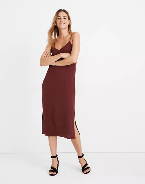 Silk Side-Slit Slip Dress | Madewell