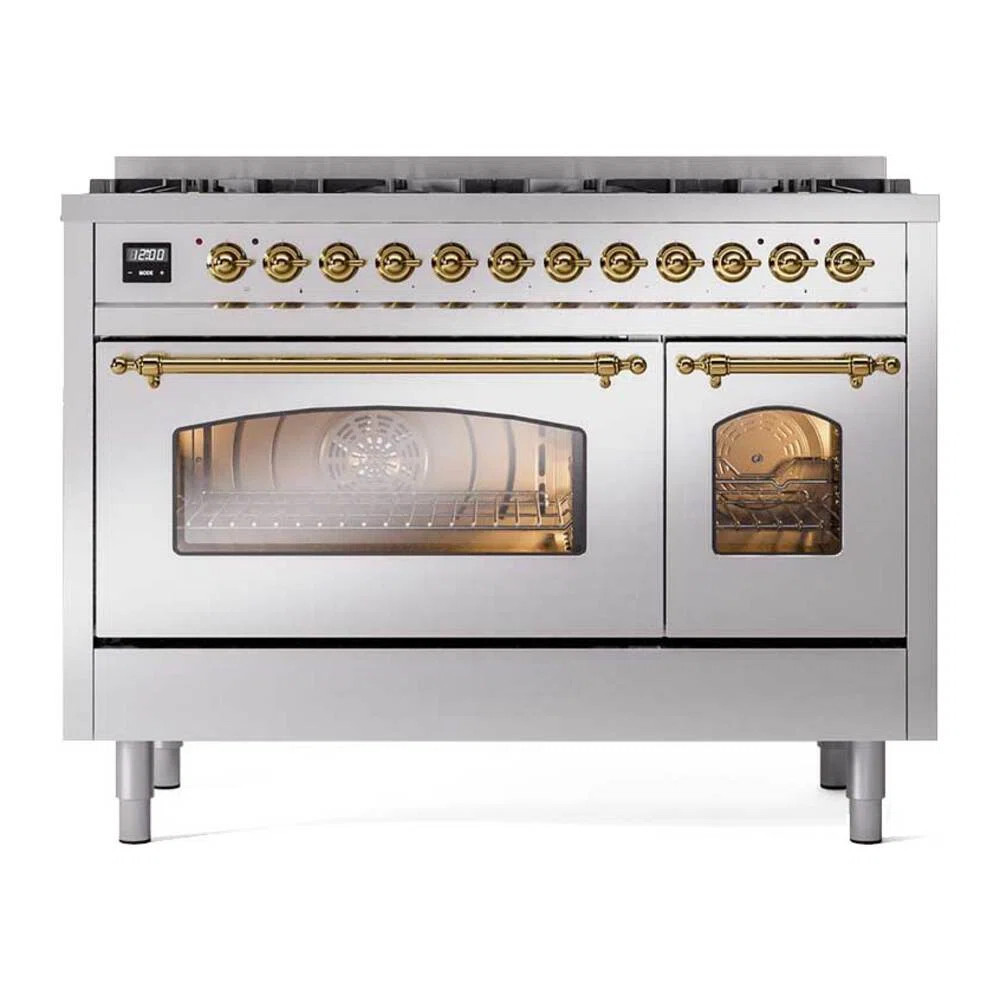 ILVE Nostalgie II Series 48 inch Dual Fuel Range with 6 Black Brass Burners (Limited Edition) (Gl... | Wayfair North America