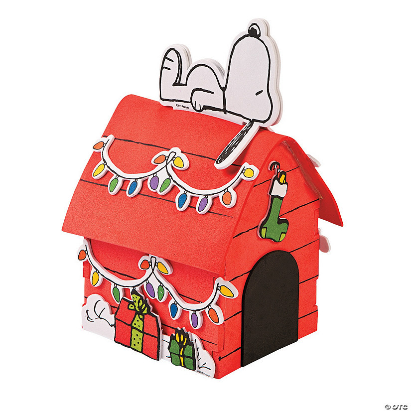 4 3/4" x 7 1/2" Peanuts® 3D Snoopy’s Christmas Dog House Craft Kit - Makes 12 | Oriental Trading Company
