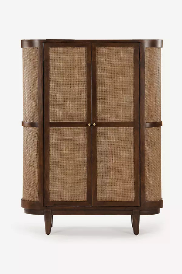 Canggu Acacia Cane Curved Cabinet | Anthropologie (US)